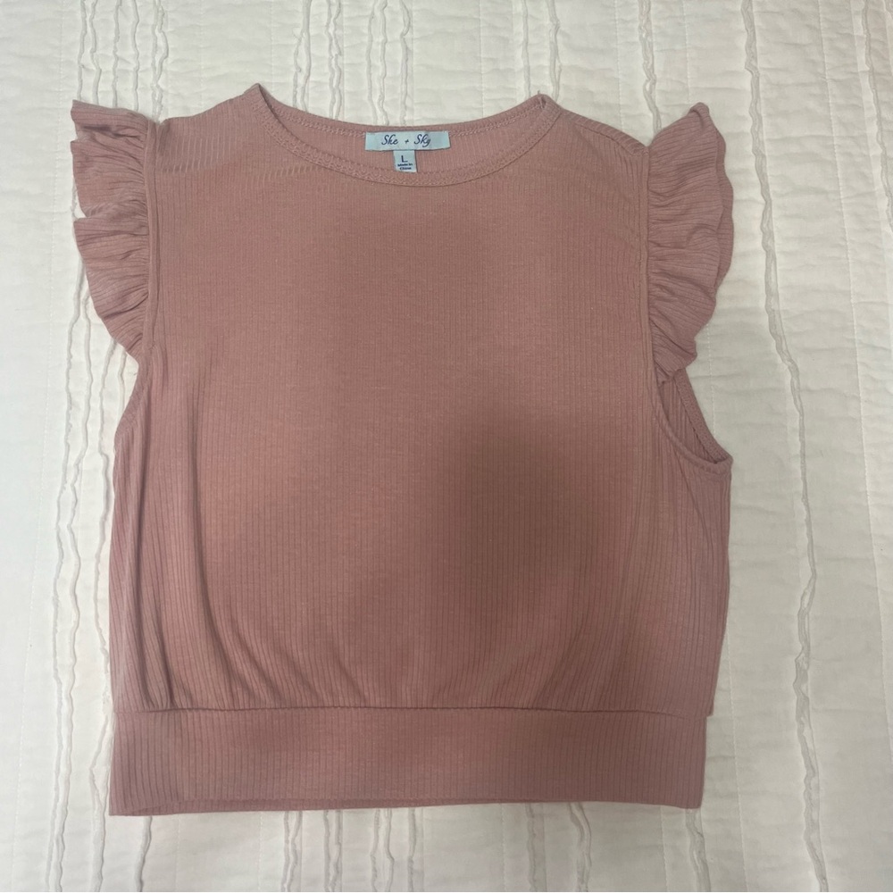 Pink ruffle sleeve shirt